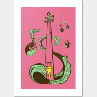 Pink and Mint String Violin Posters and Art